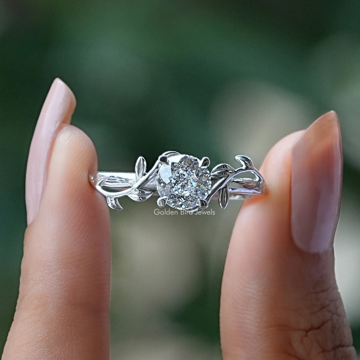 [Portuguese Cut Round Diamond Engagement Ring]-[Golden Bird Jewels]