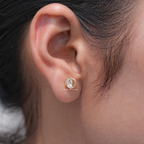 Portuguese Cut Round Moissanite Solitaire Studs