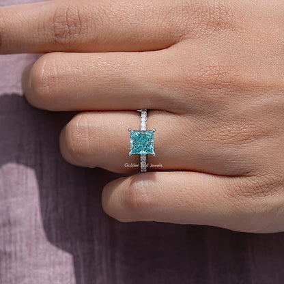 Princess Cut Moissanite Gemstone Solitaire Wedding Ring