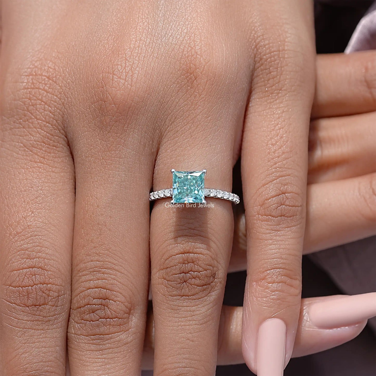 Princess Cut Moissanite Gemstone Solitaire Wedding Ring