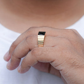 Princess Cut Black Gemstone Solitaire Men's Ring