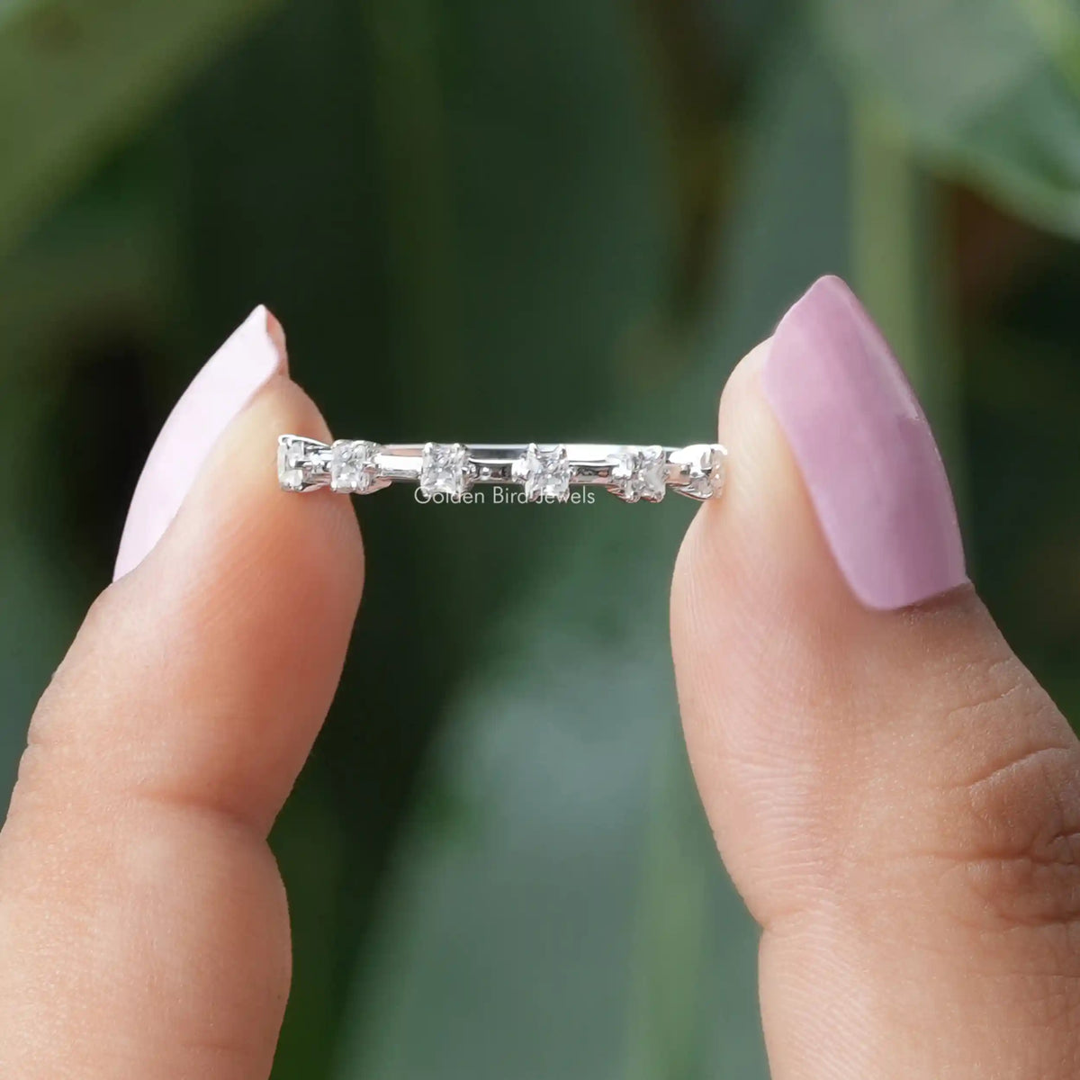 [Princess Cut Half Eternity Wedding Band]-[Golden Bird Jewels]