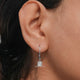 In Ear view of Princess Cut Lab Diamond Drop Earrings
