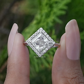 Princess Cut Lab Diamond Halo Engagement Ring