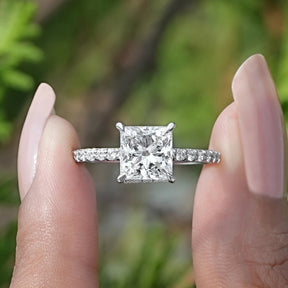 Princess Cut Lab Diamond Solitaire Accent Ring