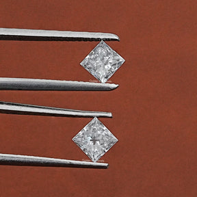 [Lab Grown Princess Shaped Matching Pair]-[Golden Bird Jewels]