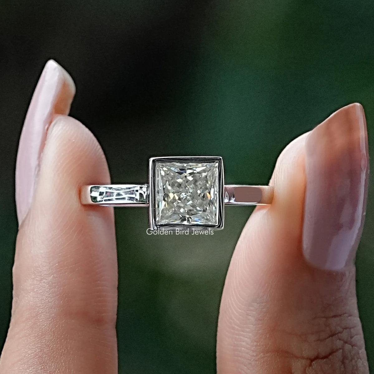 [Off White Princess Cut Solitaire Ring]-[Golden Bird Jewels]