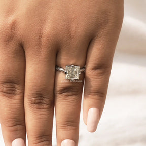 [Moissanite Princess Cut Solitaire Ring]-[Golden Bird Jewels]