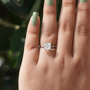 View of Princess Cut Moissanite Ring In finger