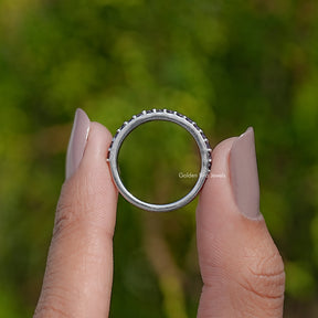 February Birthstone Purple Amethyst Round Eternity Band