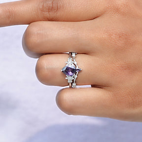 Purple Amethyst Pear Gemstone Ring Set