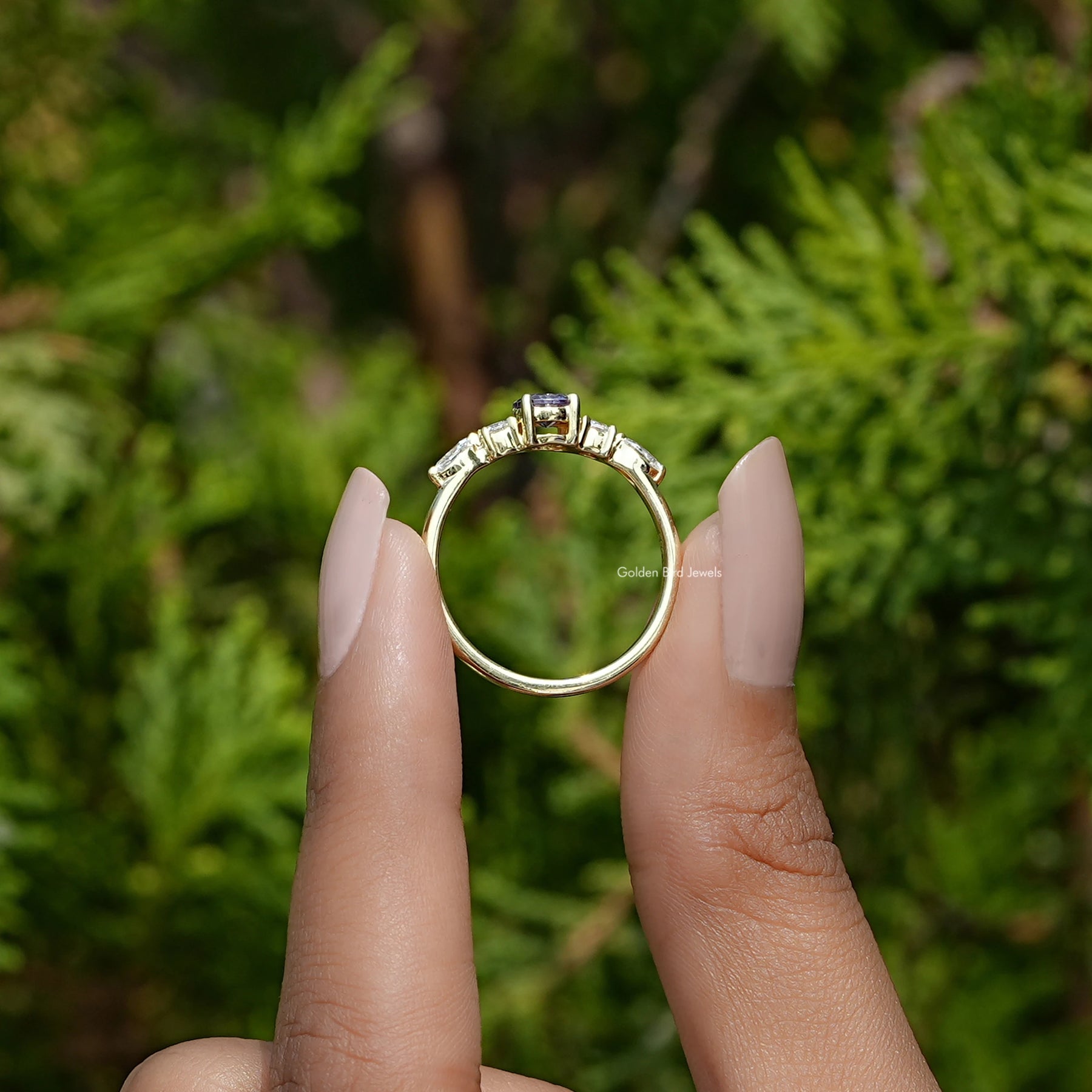 Purple Amethyst Round Cut Gemstone Accent Ring