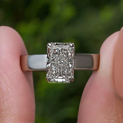 Hidden Halo Radiant Cut Lab Diamond Ring