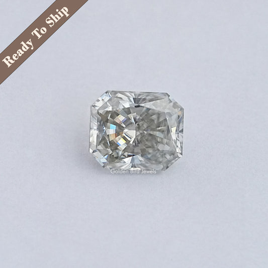 Radiant-cut moissanite gemstone, faceted loose stone