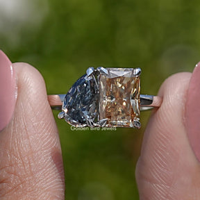 Toi Moi-Ring mit Moissanit in ausgefallenen Farben und strahlendem Birnenschliff