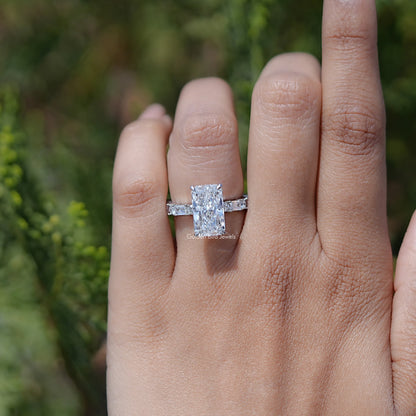 Radiant Cut Lab Diamond Accent Set Ring