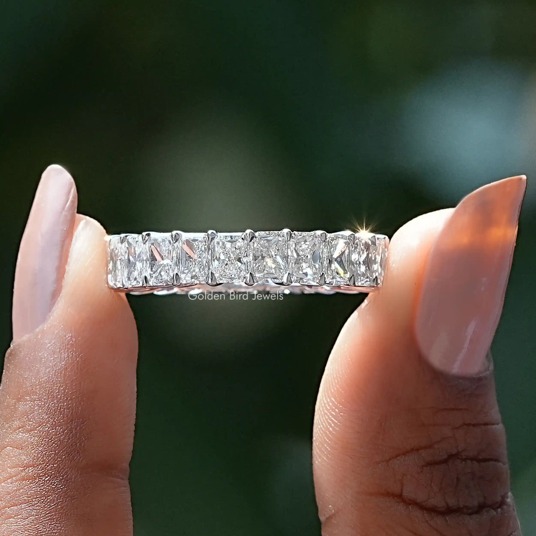 [Radiant Cut Lab Grown Radiant Cut Wedding Band]-[Golden Bird Jewels]