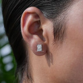 [Radiant Cut Lab Grown Stud Earrings]-[Golden Bird Jewels]