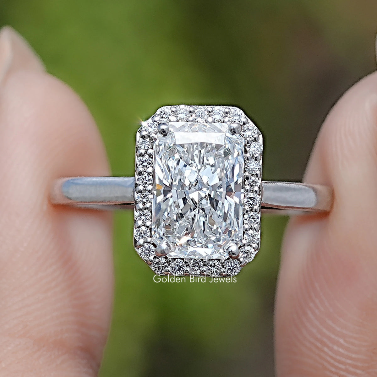 Radiant Cut Lab Grown Diamond Halo Ring