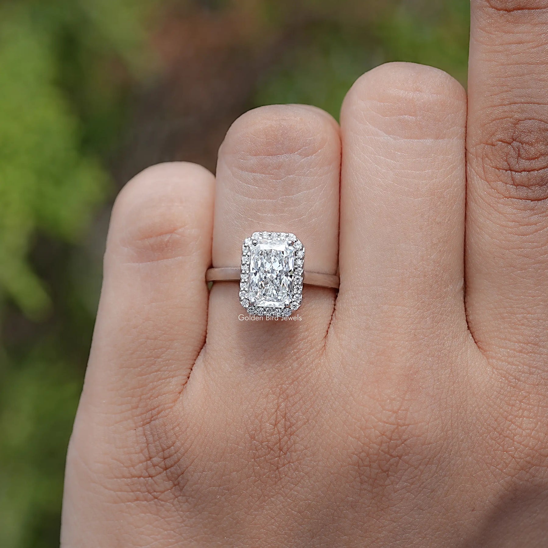 Radiant Cut Lab Grown Diamond Halo Ring