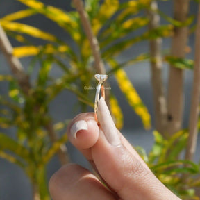 Side View of Radiant Cut Lab Grown Solitaire Ring In finger