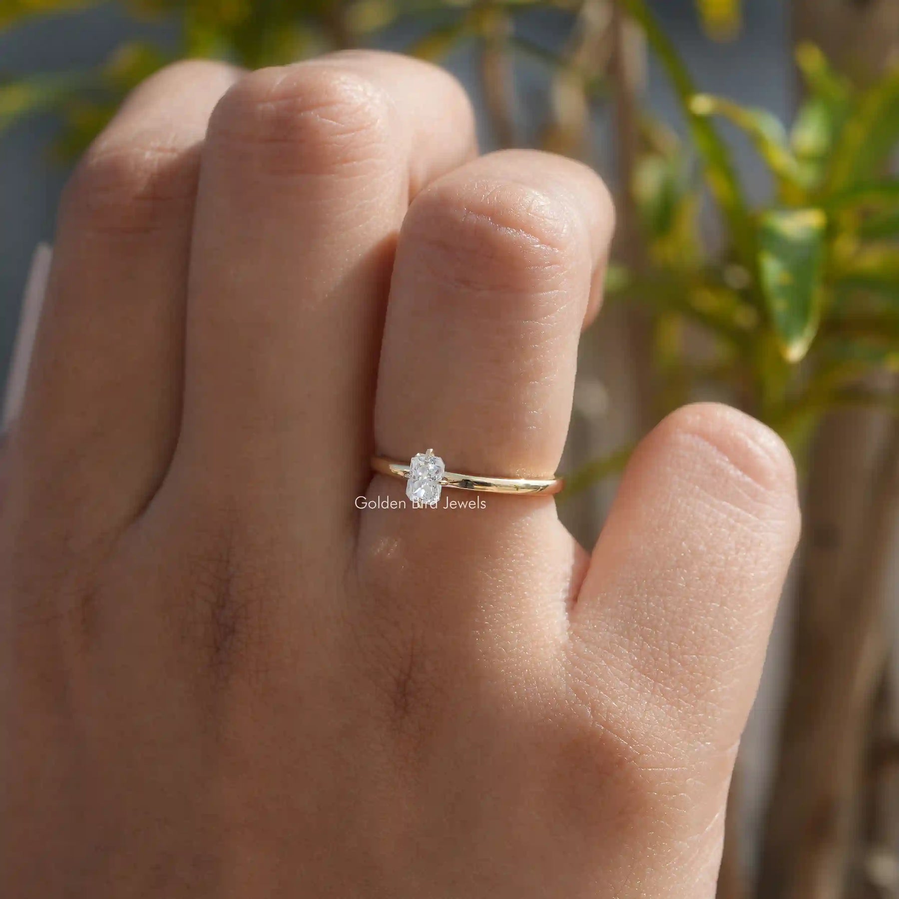 Radiant Cut Lab Grown Solitaire Ring In Finger