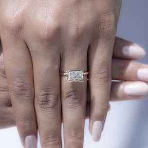 Bezel Set Radiant Cut Moissanite Solitaire Ring