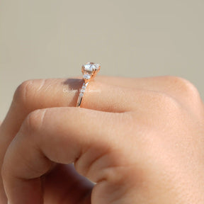 Close-Up View of Moissanite Radiant Cut Engagement Ring In Yellow Gold