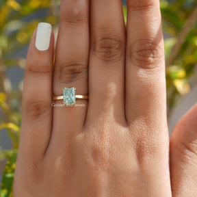 [1 Carat Radiant Moissanite Solitaire Engagement Ring]-[Golden Bird Jewels]