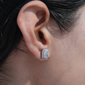 Radiant Cut Lab Diamond Halo Stud Earrings