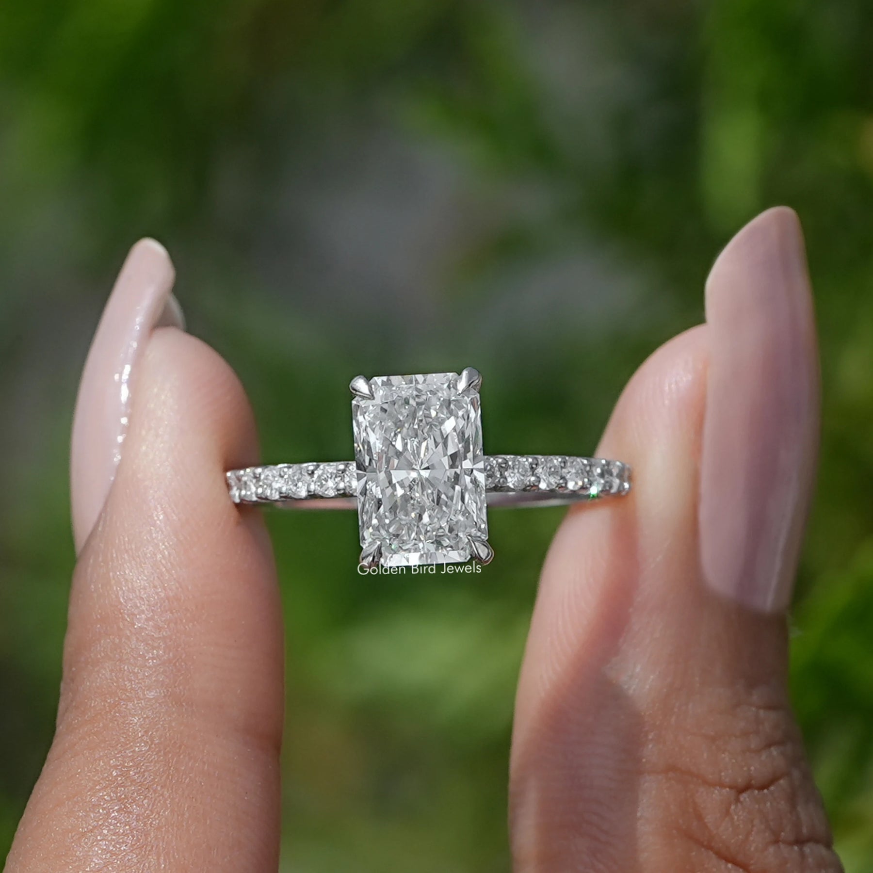 [Radiant Cut Diamond Solitaire Ring]-[Golden Bird Jewels]