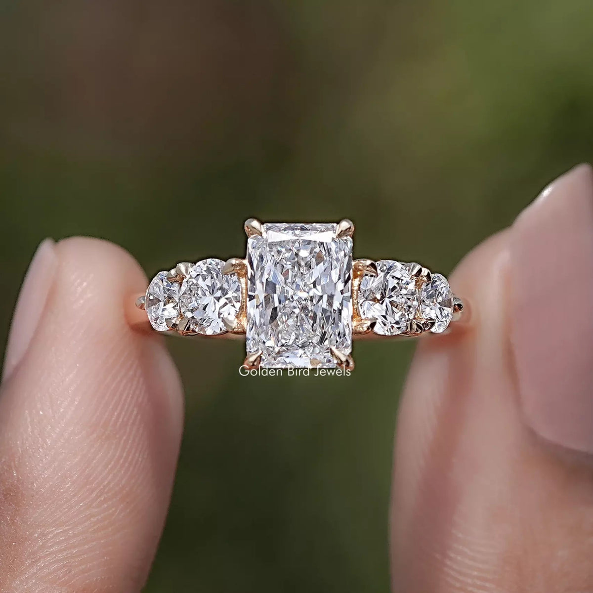 Radiant Lab Diamond Five Stone Engagement Ring