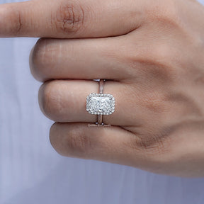 Radiant Cut Lab Grown Diamond Halo Ring