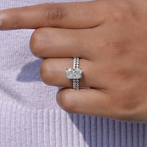 Radiant Cut Lab Diamond Bridal Ring Set