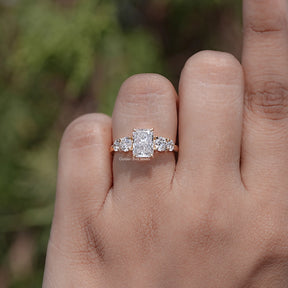 Radiant Lab Diamond Five Stone Engagement Ring