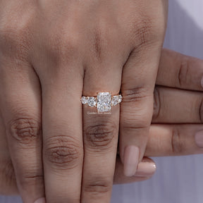 Radiant Lab Diamond Five Stone Engagement Ring