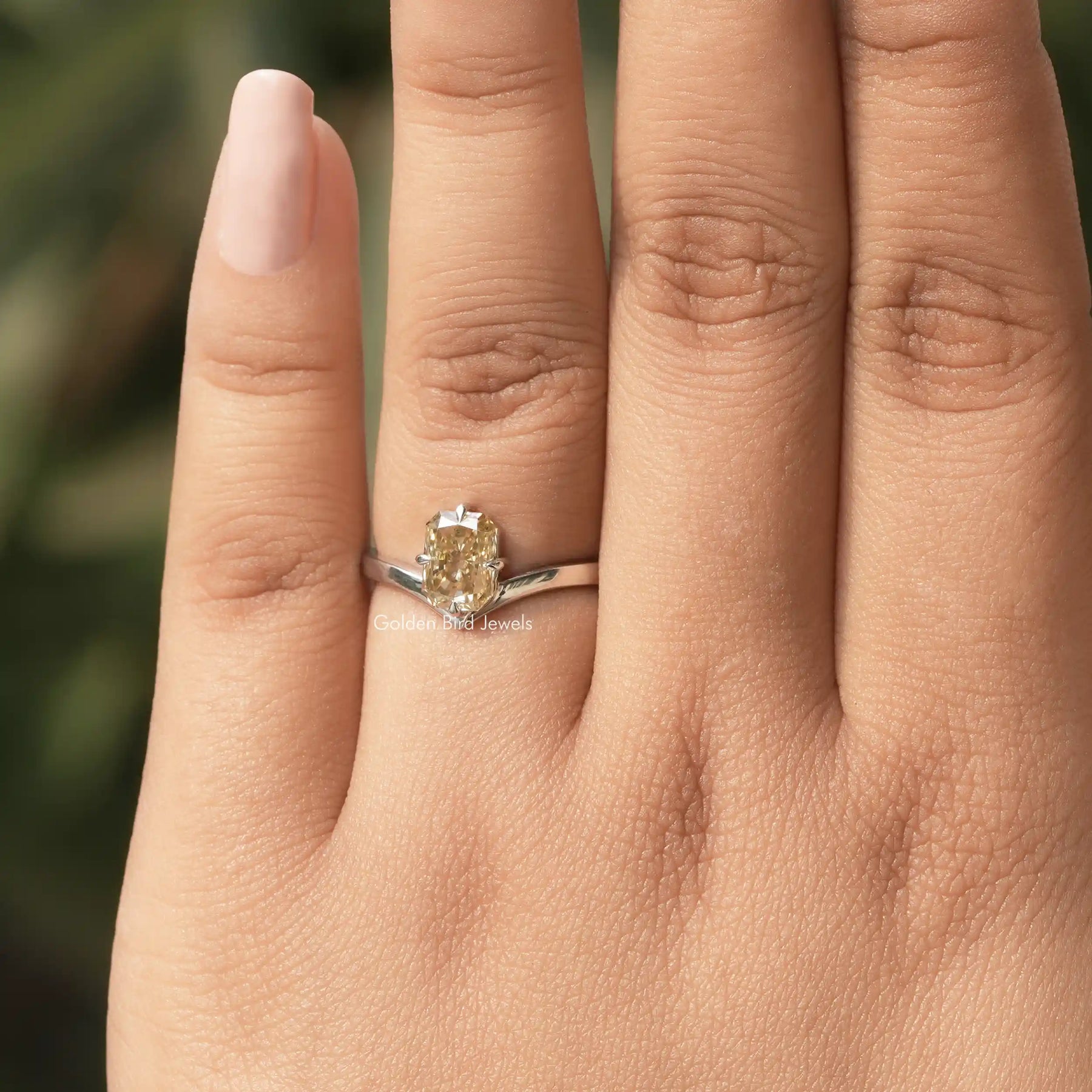 [Solitaire Radiant Cut Moissanite Ring]-[Golden Bird Jewels]