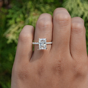 Radiant Moissanite Solitaire Accent Engagement Ring