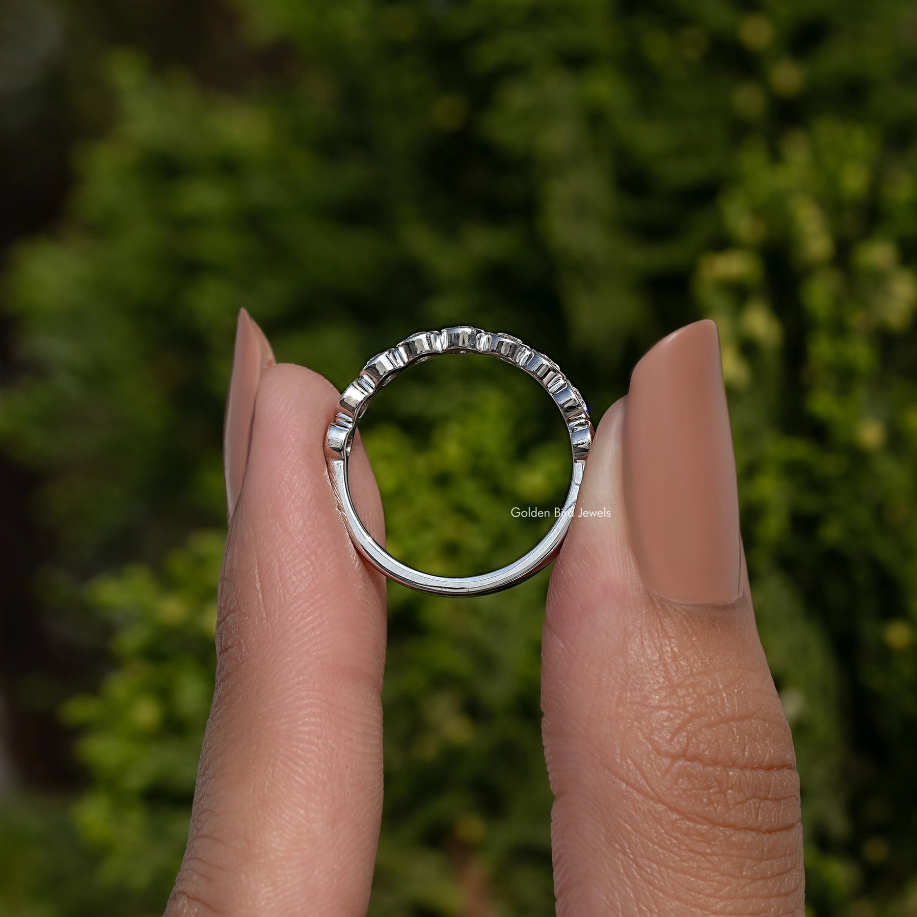 Round Bezel Set Lab Diamond Wedding Band