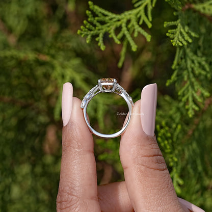 Yellow Round Cut Gemstone Moissanite Floral Wedding Ring