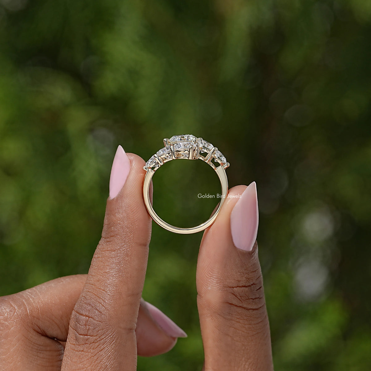 Round Cut Moissanite Bypass Shank Ring