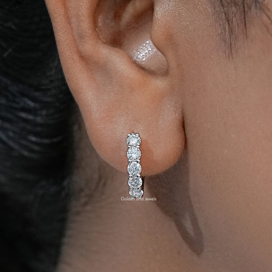 Moissanite round-cut drop earring with five round stones