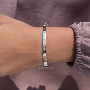 Round Cut Lab Grown Diamond Flush Set Bangles