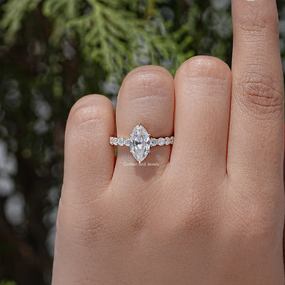 Moissanite Old Mine Moval Accent Stone Ring