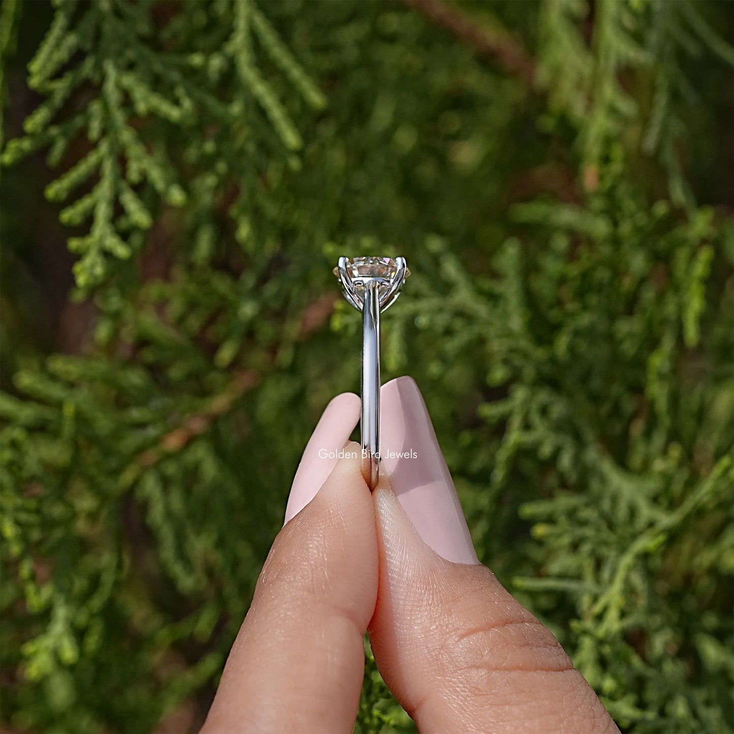 Yellow Round Cut Moissanite Gemstone Solitaire Ring