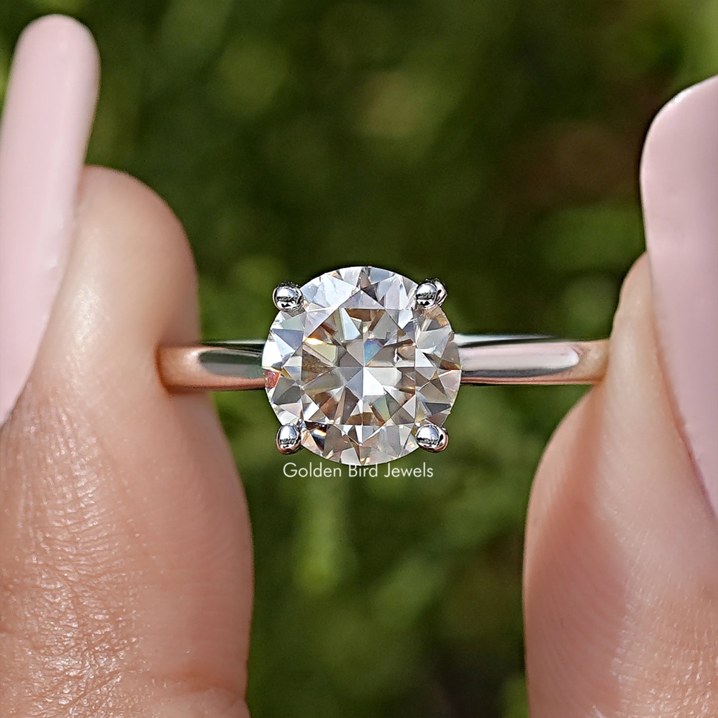 Yellow Round Cut Moissanite Gemstone Solitaire Ring