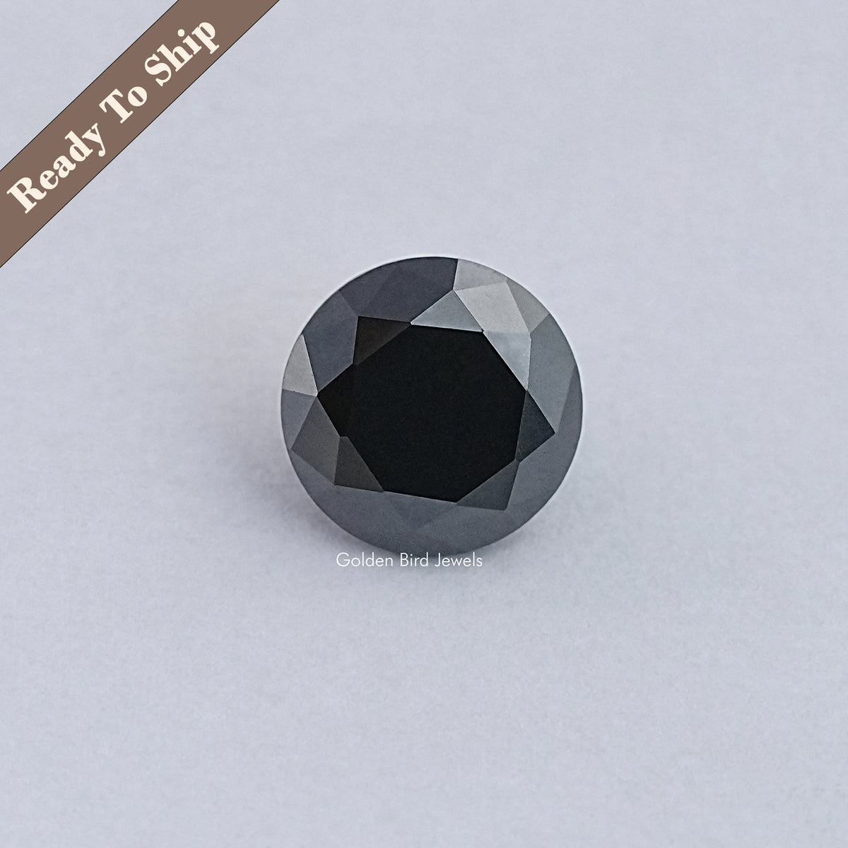 Round black moissanite loose stone with faceted cut