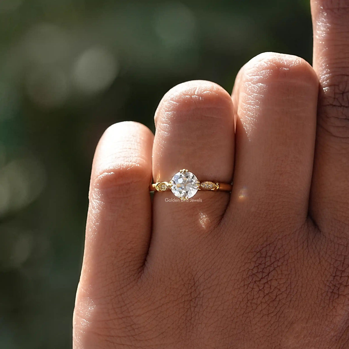 OEC Round Moissanite Solitaire Accent Ring