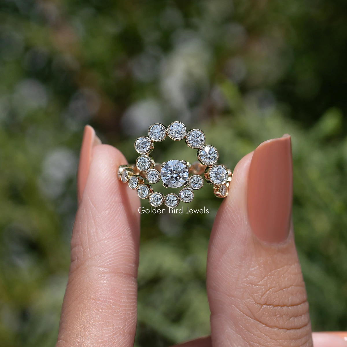 Round Cut Moissanite Spiral Engagement Ring