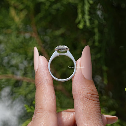 Old European Round Cut Moissanite Diamond Halo Promise Ring